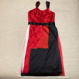 Elie Tahari Silk Red-Black-Grey dress - like new